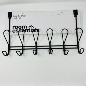 Room Essentials Over The Door Decorative 6 Hook Rail Black Powder Coat Finish